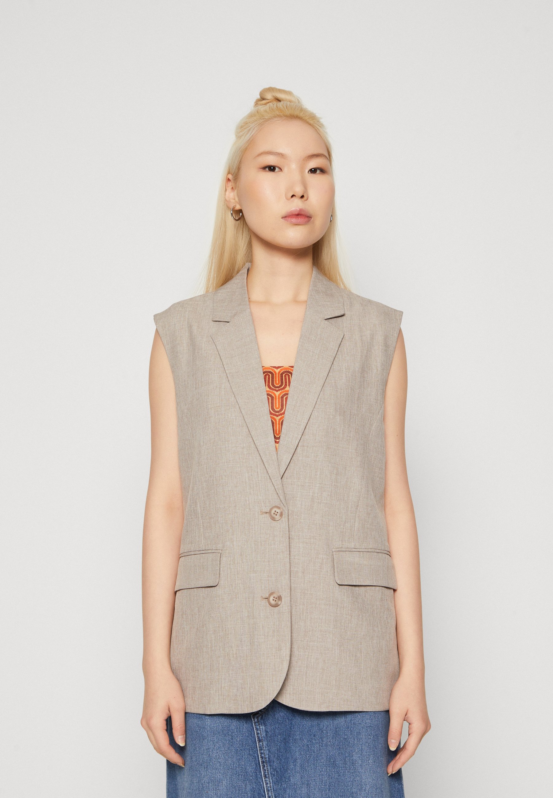 IRIDESCENT FARMERS VEST .11【GLOSS BEIGE】