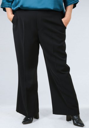 UNI ÉLASTIQUÉ À LA TAILLE - Trousers - noir