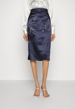 PENCIL SKIRT WITH PRINT - Pencil skirt - blue