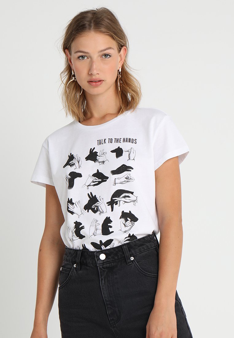 Mister Tee LADIES TALK TO THE HAND BOX TEE - T-shirts med print - white
