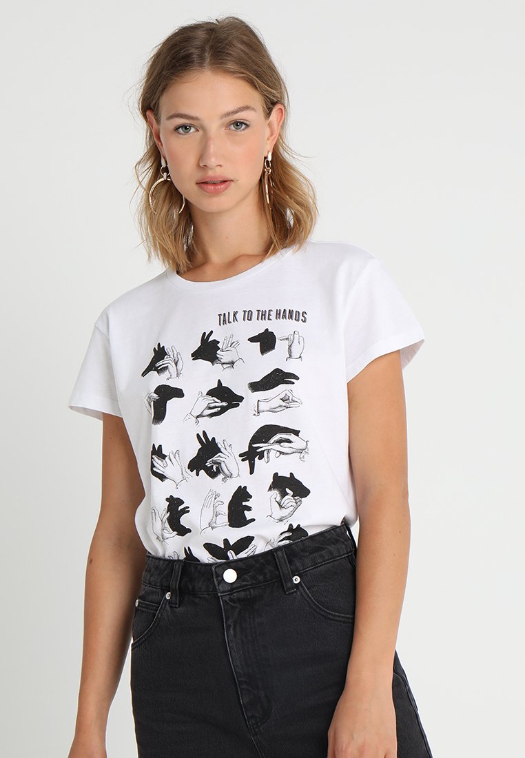 Mister Tee - LADIES TALK TO THE HAND BOX TEE - T-shirt con stampa - white, Ingrandire