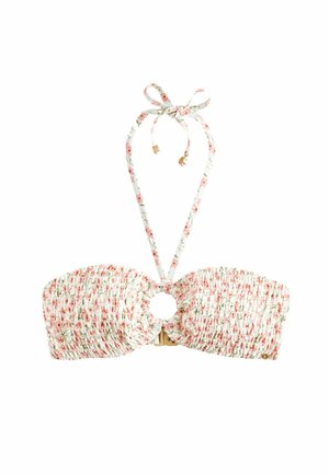 Next SHIRRED RING FRONT BANDEAU - Bikinitop - pink ecru ditsy floral