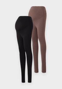 2 PACK - Legingi — bikses - black/mottled dark brown