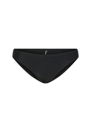 Bas de bikini noir sans coutures, taille basse et design simple, présenté sur fond blanc.