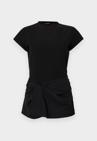V NECK - T-paita - black