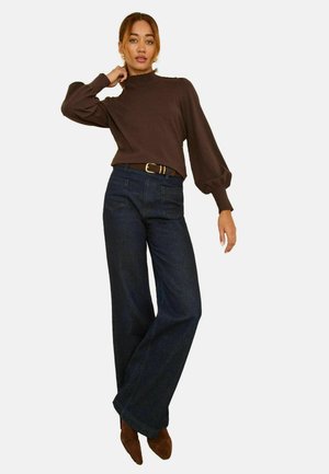 Strickpullover - chocolate brown button shoulder