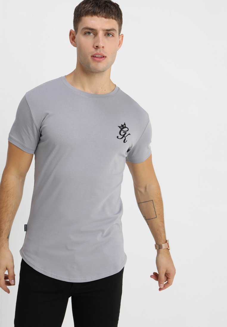 Gym King LONG LINE CURVE TEE TShirt print drizzle/silver grey/grau