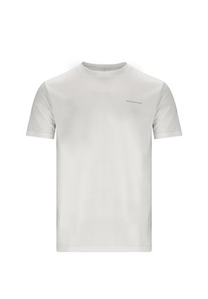 White short-sleeved t-shirt made from lightweight fabric. Features a round neckline and a small "ENDURANCE" logo on the upper left side.