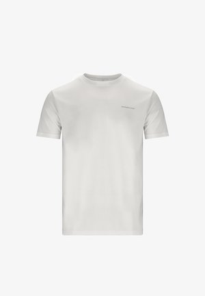 White short-sleeved t-shirt made from lightweight fabric. Features a round neckline and a small "ENDURANCE" logo on the upper left side.