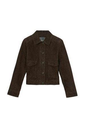 Reiss, PETITE FIT - HANSON TRUCKER - Kožená bunda - chocolate brown