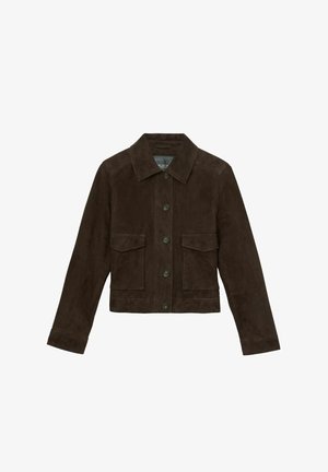 Reiss, PETITE FIT - HANSON TRUCKER - Lederjacke - chocolate brown