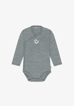 normani Outdoor Sports, Bio Merino Wickel Langarm Strampler aus 100 % Merinowolle - Body - grau gestreift