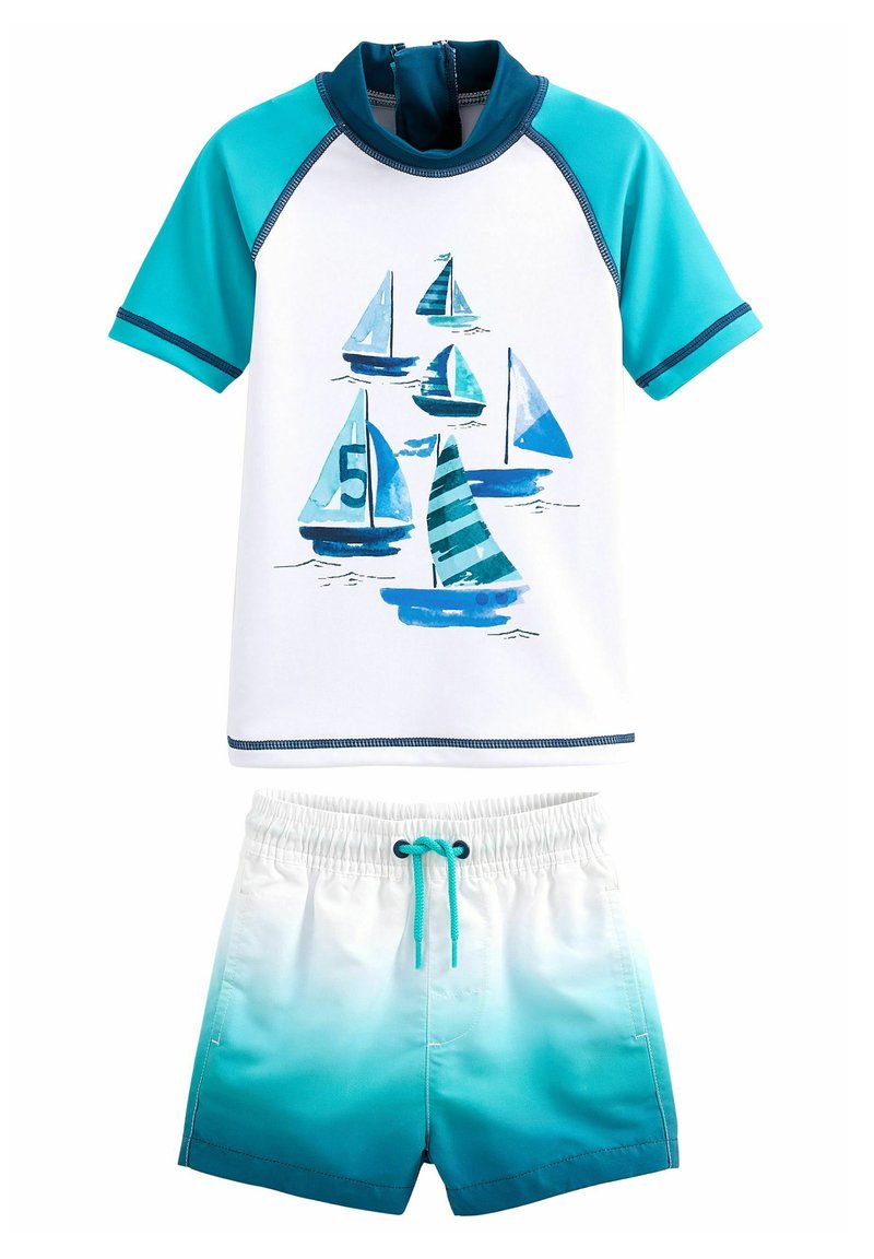 Next 2PIECE RASH VEST AND SHORTS SET Bañador blue watercolour/azul