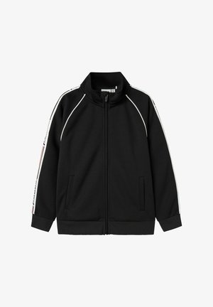 LANGARM - Športna jopa s kapuco na zadrgo - black