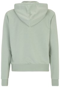 Sudadera con capucha en verde claro, con un tejido texturizado, puños y dobladillo acanalados, de corte relajado y diseño minimalista.