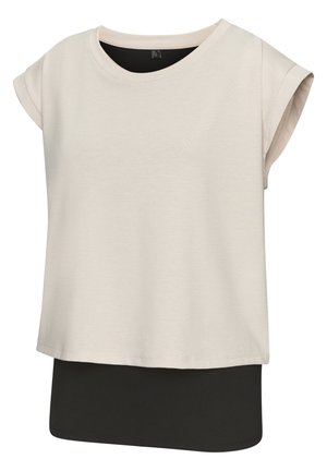 T-Shirt basic - beige schwarz