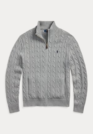 Polo Ralph Lauren CABLE-KNIT COTTON FULL-ZIP JUMPER - Kofta - fawn grey heather
