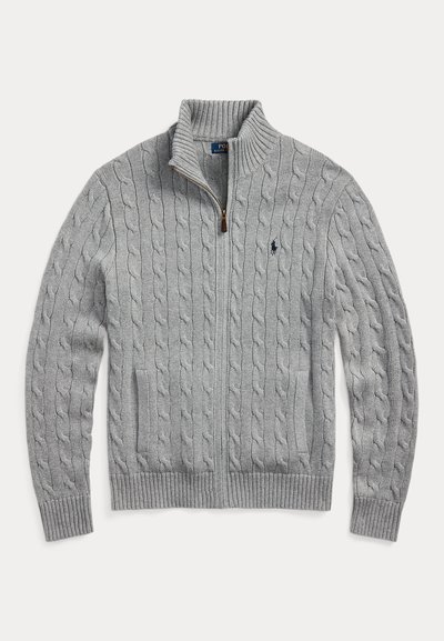 Polo Ralph Lauren CABLE-KNIT COTTON FULL-ZIP JUMPER - Adīta jaka - fawn grey heather