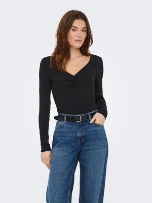 ONLBETTY LIFE SCALLOP V NECK - Longsleeve - black