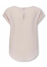 Blush-farvet kortærmet top med rund halsudskæring og detaljer med lynlås bagpå. Tekstureret stof med en afrundet kant.