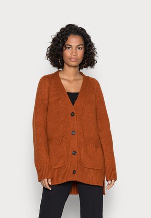 CARDIGAN LONGSLEEVE V NECK BUTTON CLOSURE - Cardigan - bright rustic orange