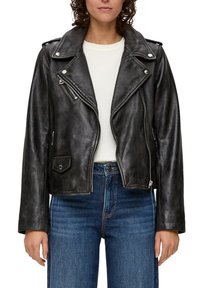 s.Oliver Lederjacke - schwarz
