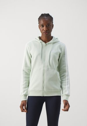 adidas Sportswear ESSENTIALS 3 STRIPES FULL ZIP  HOODIE - Sweater met rits - linen green