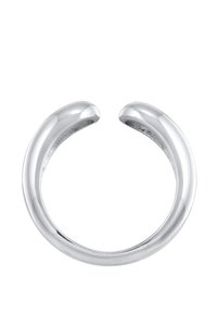 Sølv cuff ring med en slank, poleret finish, der har et rundt, åbent design med glatte kanter og en blank overflade.