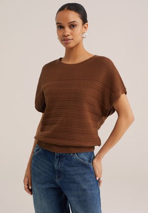 WE Fashion, WE FASHION DAMES TRUI MET STRUCTUUR - Camiseta estampada - light brown