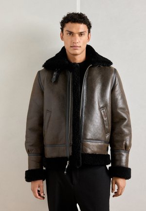 Lederjacke - black/brown