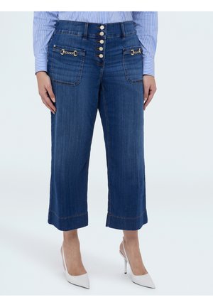 CROPPED DETTAGLIO SULLE - Flared Jeans - blu