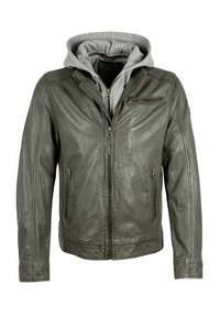 Veste En Cuir GIPSY - Couleur Gris-vert - Taille M - Occasion En Très Bon état - Style Motard Cool
