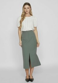 VILA HIGH WAIST - Maxisukňa - duck green