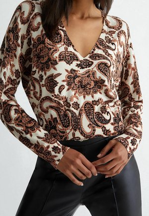 Langarmshirt - mottled dark brown
