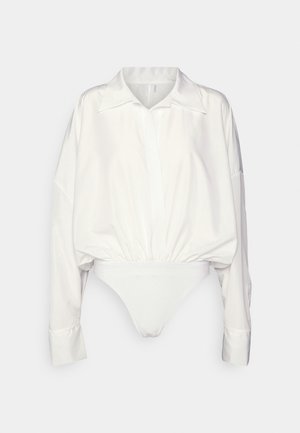 Norma Kamali SUPER OVERSIZED BOYFRIEND SHIRT BODYSUIT - Blouse - snow white