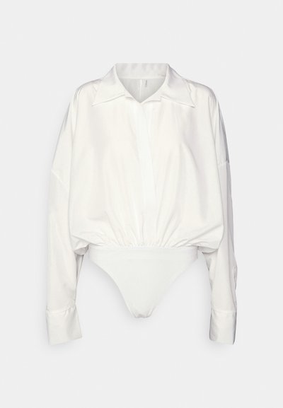 Norma Kamali SUPER OVERSIZED BOYFRIEND SHIRT BODYSUIT - Μπλούζα - snow white