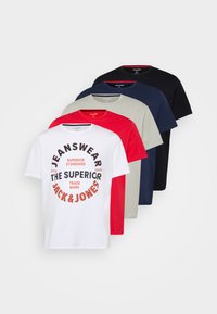 JJANDY TEE CREW NECK 5 PACK - Trükipildiga T-särk - black/white/red/dark blue/grey