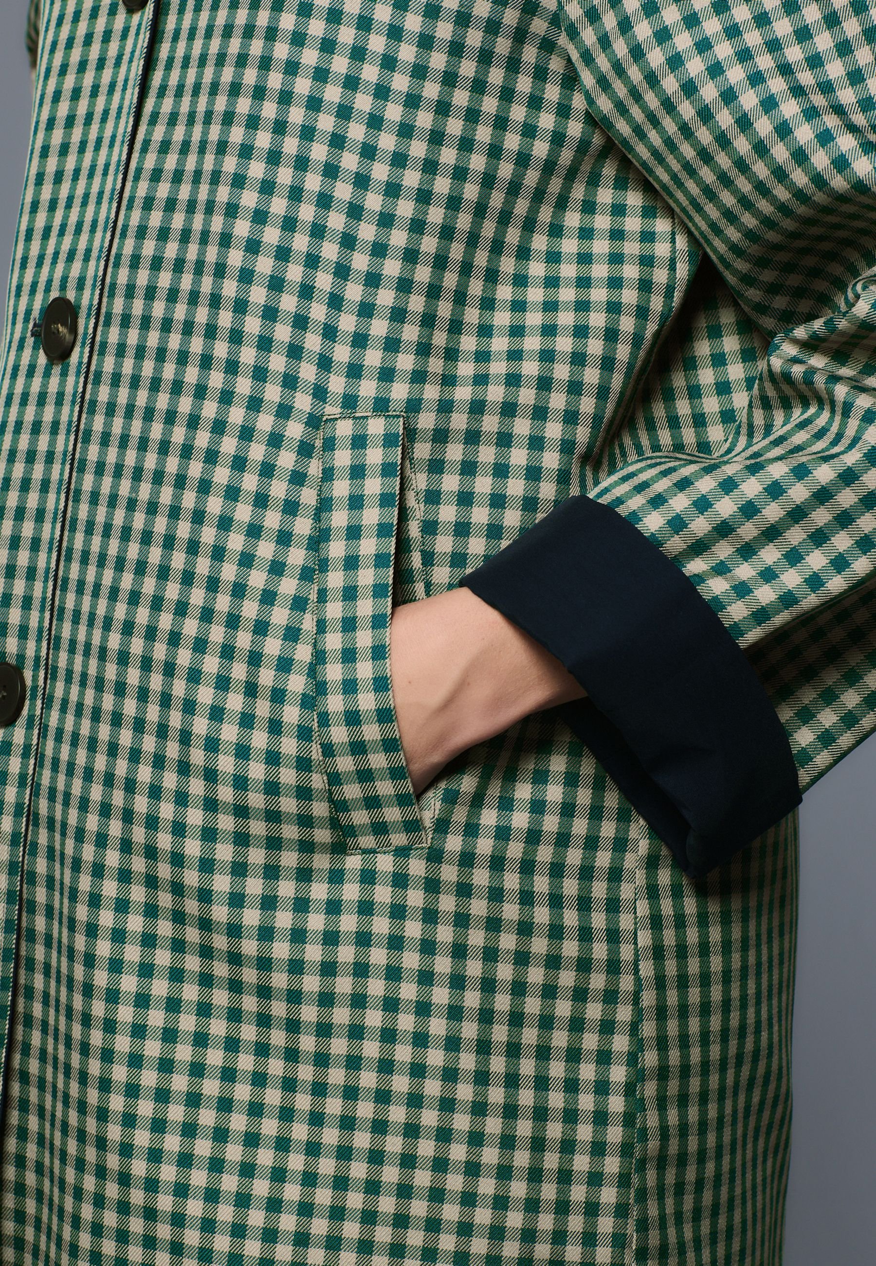 Next REGULAR FIT REVERSIBLE - Trenchcoat - green check/green - Zalando