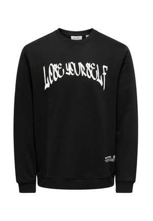 Felpa nera con scollo rotondo, caratterizzata da una grafica "AMATI" in bianco. Polsini e vita elasticizzati, realizzata in morbido tessuto misto cotone.