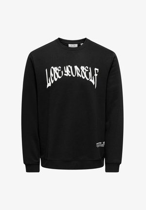 Felpa nera con scollo rotondo, caratterizzata da una grafica "AMATI" in bianco. Polsini e vita elasticizzati, realizzata in morbido tessuto misto cotone.