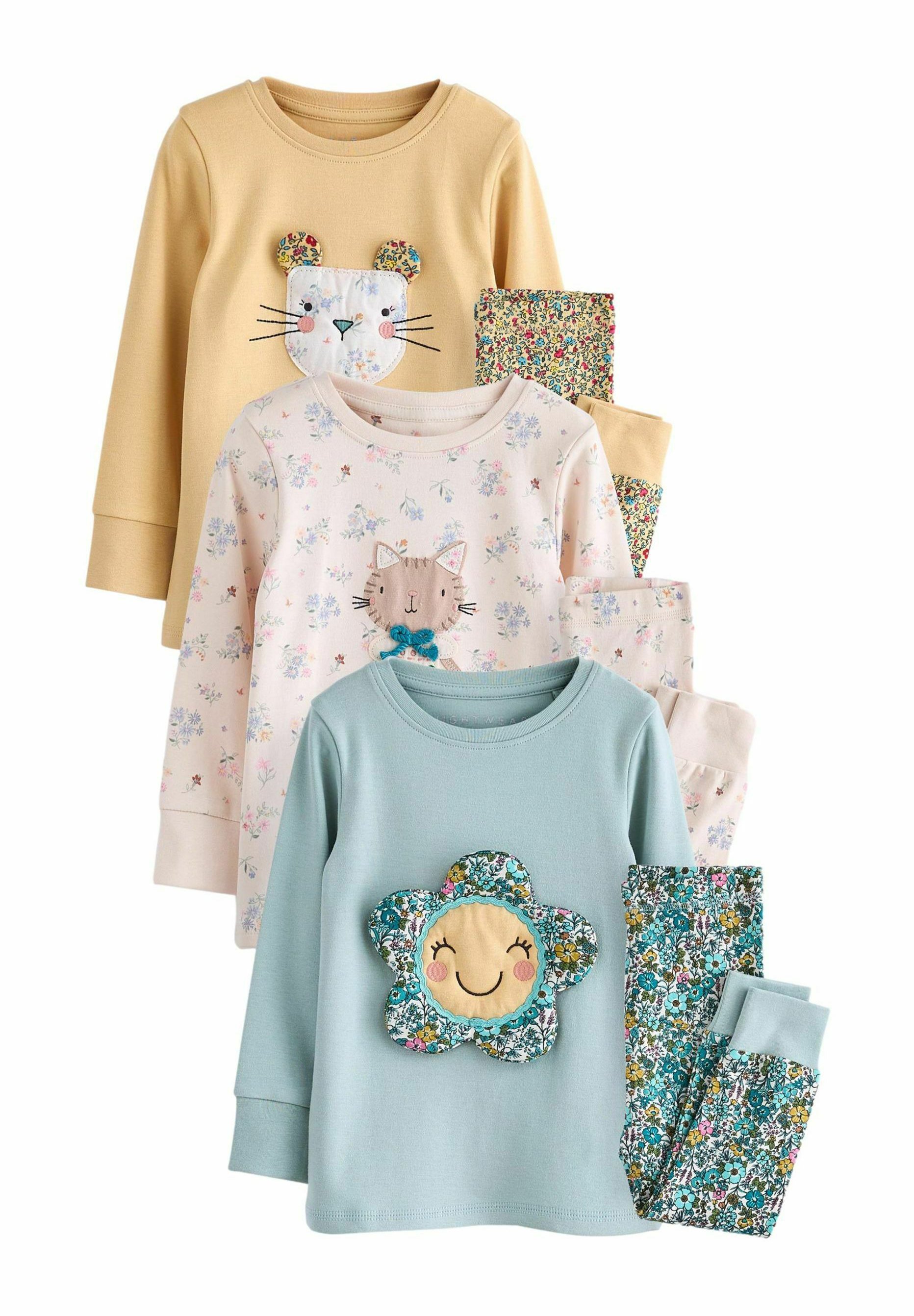 Pyjama Fille Douillet NEXT - Lot De 3, Coton Confortable, Pour Nuit Paisible, Lavable Machine 40°C