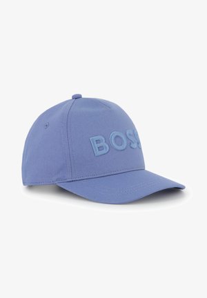 Casquette de baseball en coton bleu avec un logo "BOSS" brodé de la même couleur à l'avant. Visière incurvée et détails cousus.