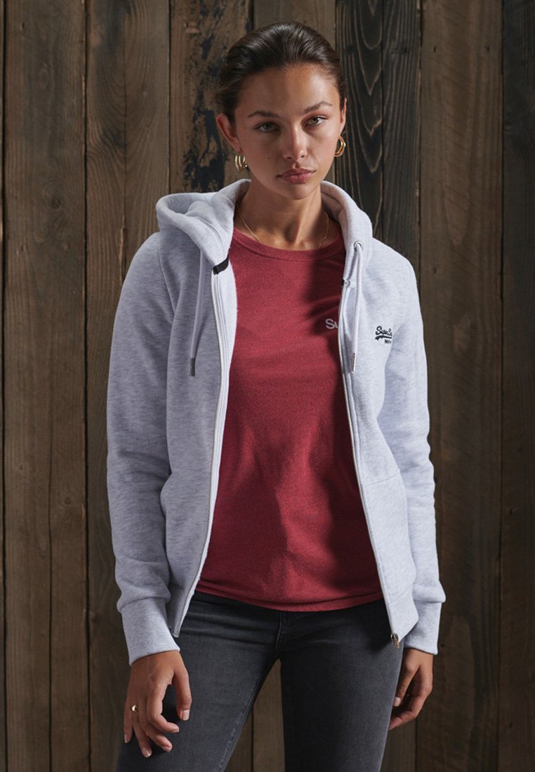 Superdry ORANGE LABEL ZIP HOODIE - Zip-up sweatshirt - ice marl/light grey  - Zalando.ie