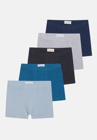 Set de cinci boxeri în culori variate: bleu deschis, turcoaz, gri închis, gri deschis și bleumarin. Fabricat dintr-un material moale și elastic, cu logo-uri.