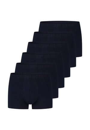 Marineblaue Baumwollboxershorts im Sechserpack, mit einer glatten Textur, elastischem Bund und klassischer Passform.
