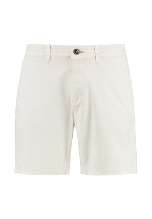Witte katoenen shorts met een klassiek ontwerp, knoopsluiting, riemlussen en een rechte snit, die een gladde textuur en een perfecte pasvorm bieden.