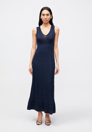 LONG V NECK SLEEVELESS DRESS - Rochie maxi - navy tones