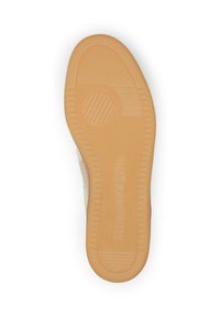 Shoe sole v béžové gumě s texturovanými grip vzory. Obsahuje kruhový vzor a označení značky, s velikostí 42.