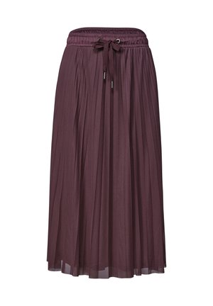 Street One, MIDI SKIRT MADE OF MESH WITH A PLEATED TEXTURE - Jupe trapèze - rustic rouge