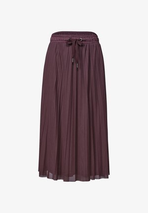 Street One, MIDI SKIRT MADE OF MESH WITH A PLEATED TEXTURE - Jupe trapèze - rustic rouge